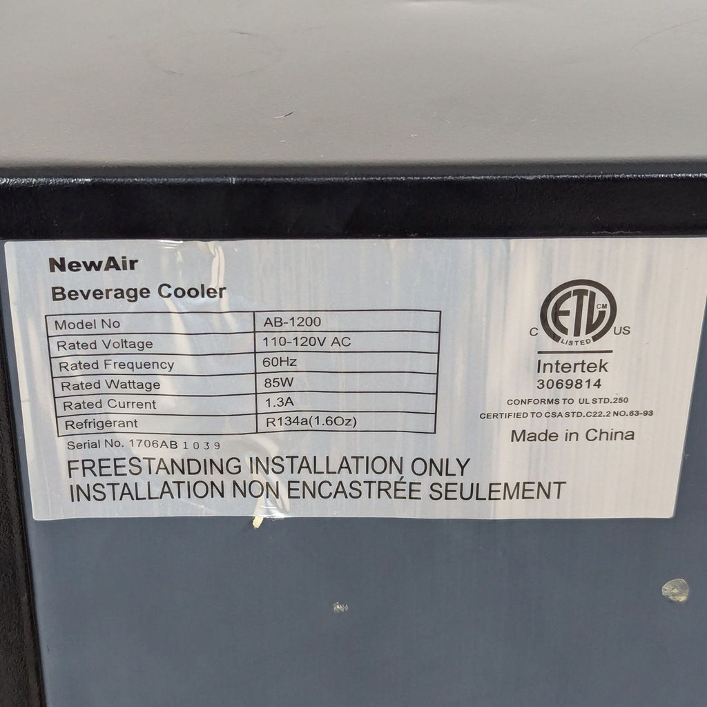 NewAir Compact Beverage Refrigerator with Glass Door