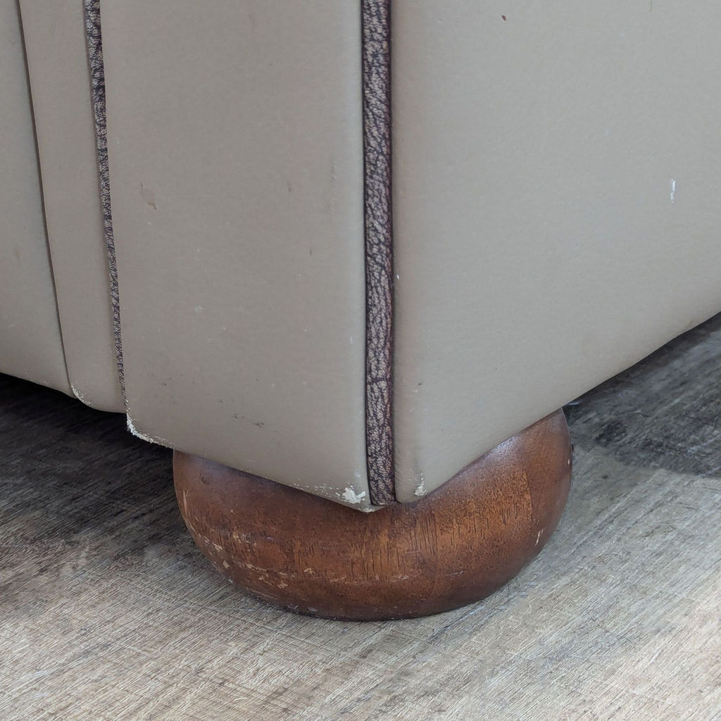 Classic Taupe Leather 3-Seat Sofa