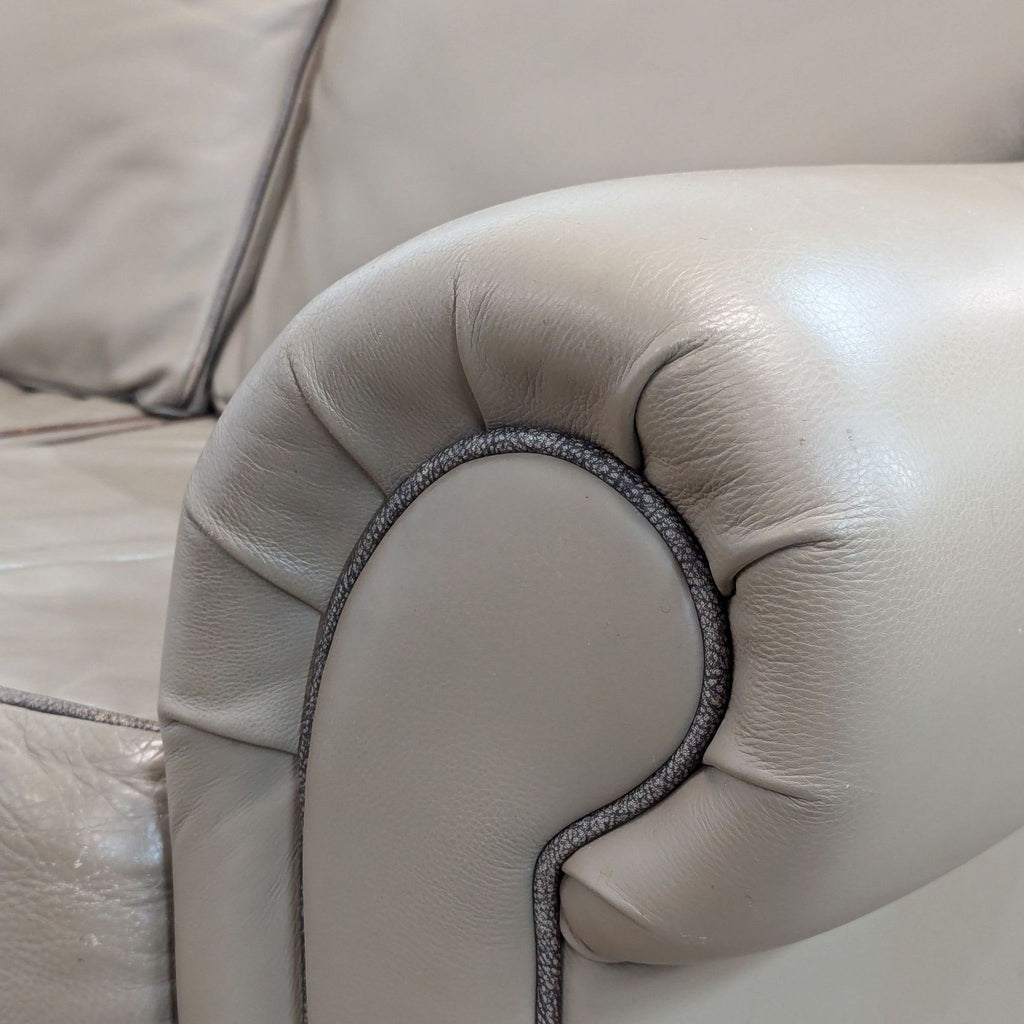 Classic Taupe Leather 3-Seat Sofa