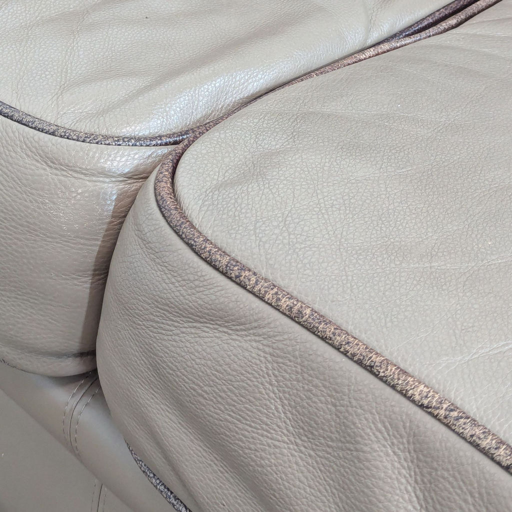 Classic Taupe Leather 3-Seat Sofa