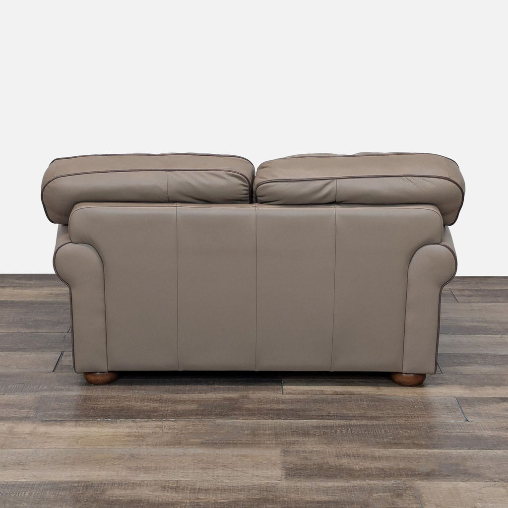 Classic Taupe Leather Loveseat
