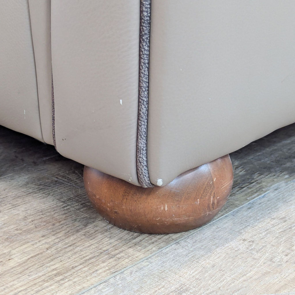 Classic Taupe Leather Loveseat