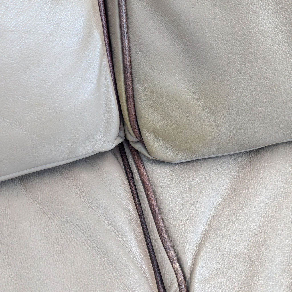 Classic Taupe Leather Loveseat