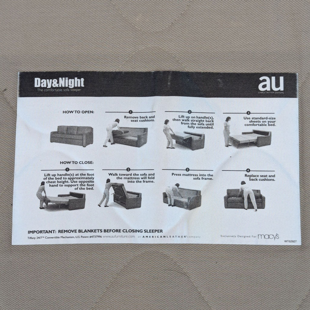 AU Furniture for Macy’s Queen Sleeper Sofa