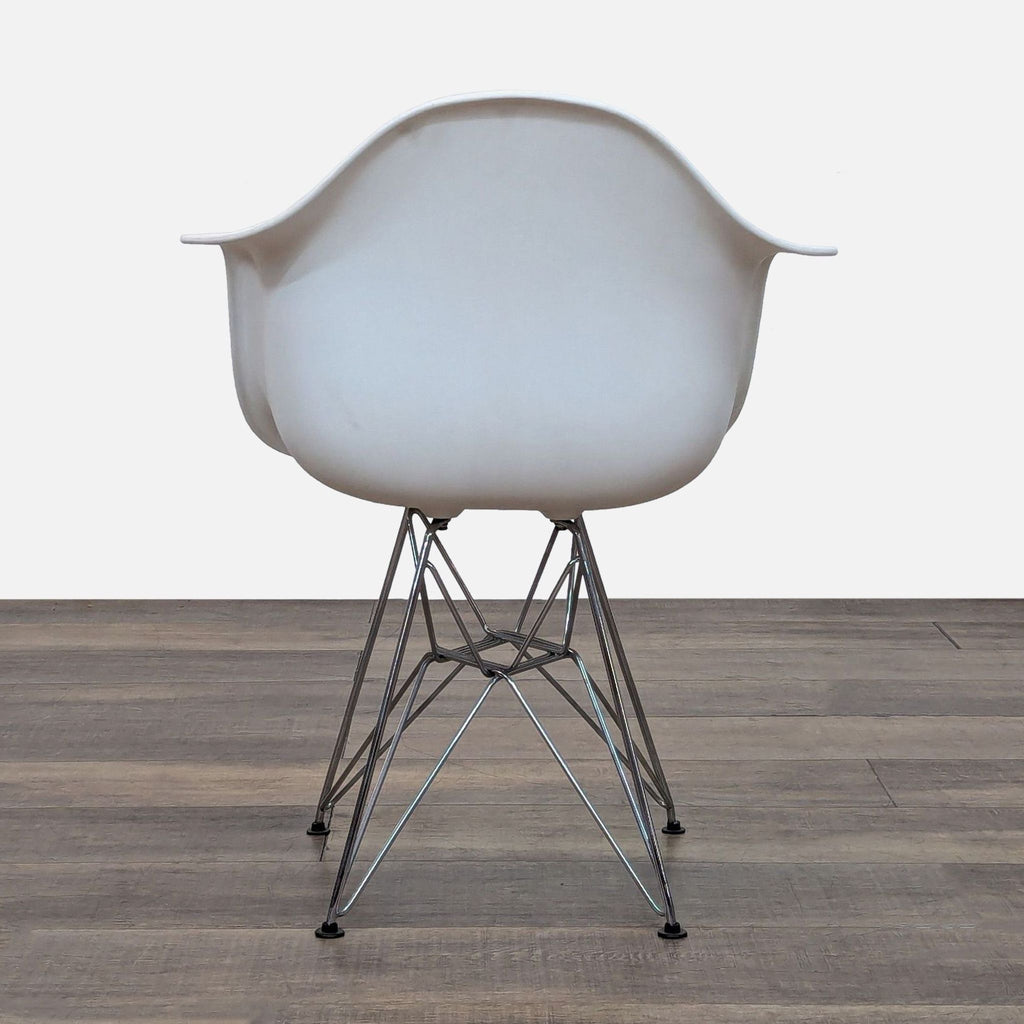Modern White Armchair with Sleek Chrome Base