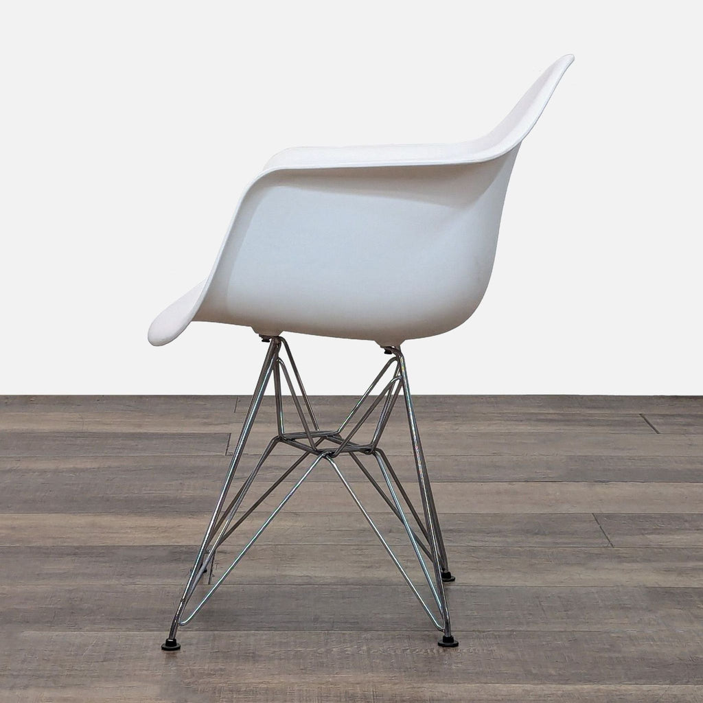Modern White Armchair with Sleek Chrome Base