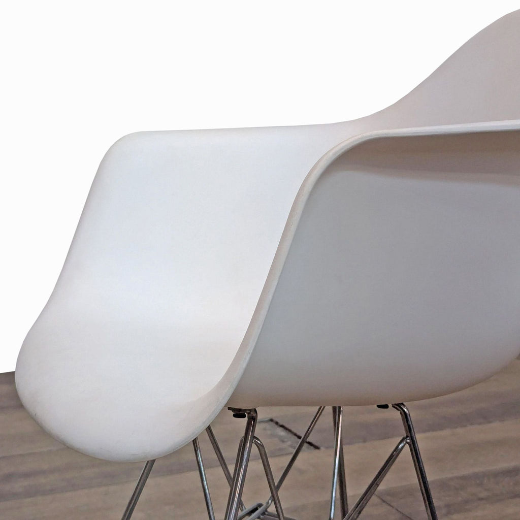 Modern White Armchair with Sleek Chrome Base