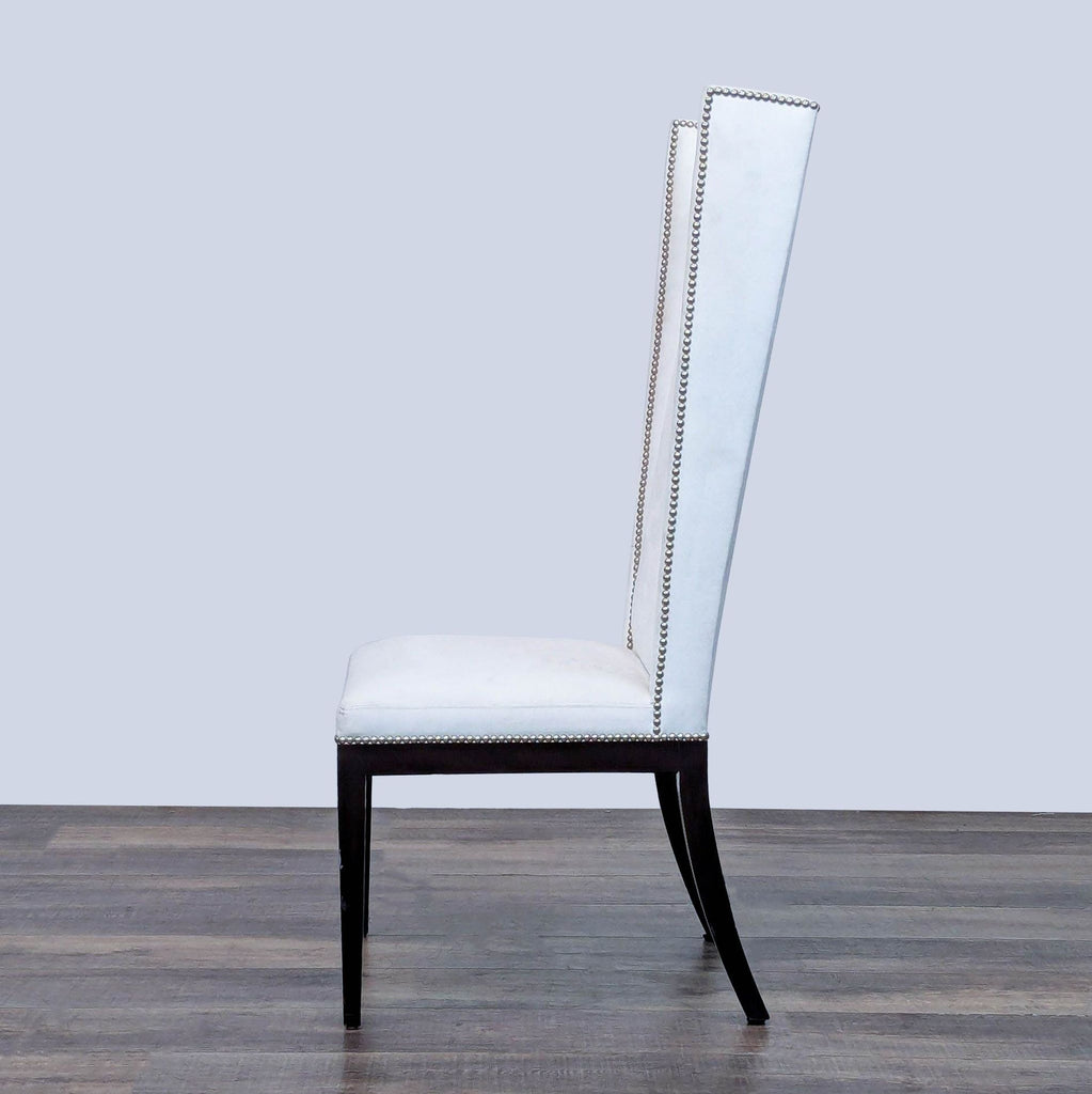 Faux Leather Extra High Back Wing Style Dining Chair with Nailhead Trim