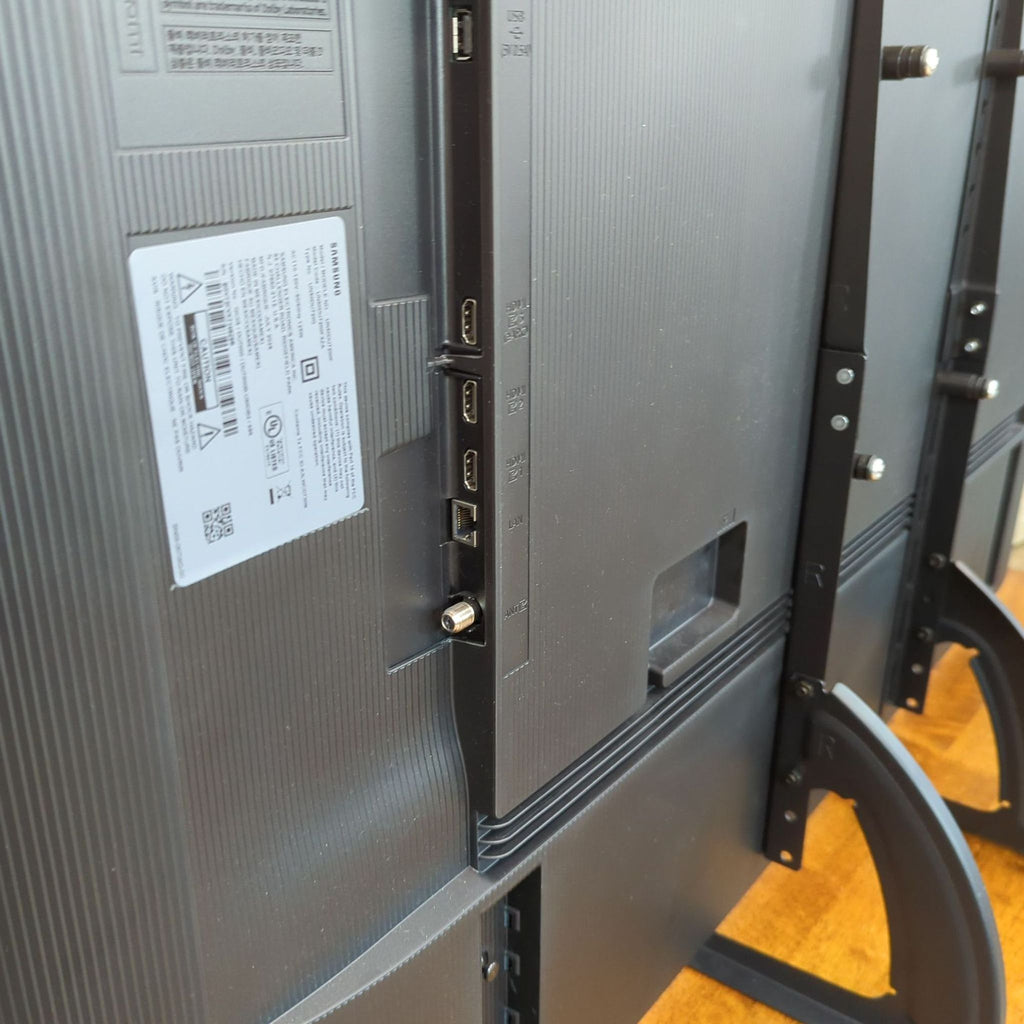 Close-up of the Samsung TV's back ports, including HDMI and USB connections.