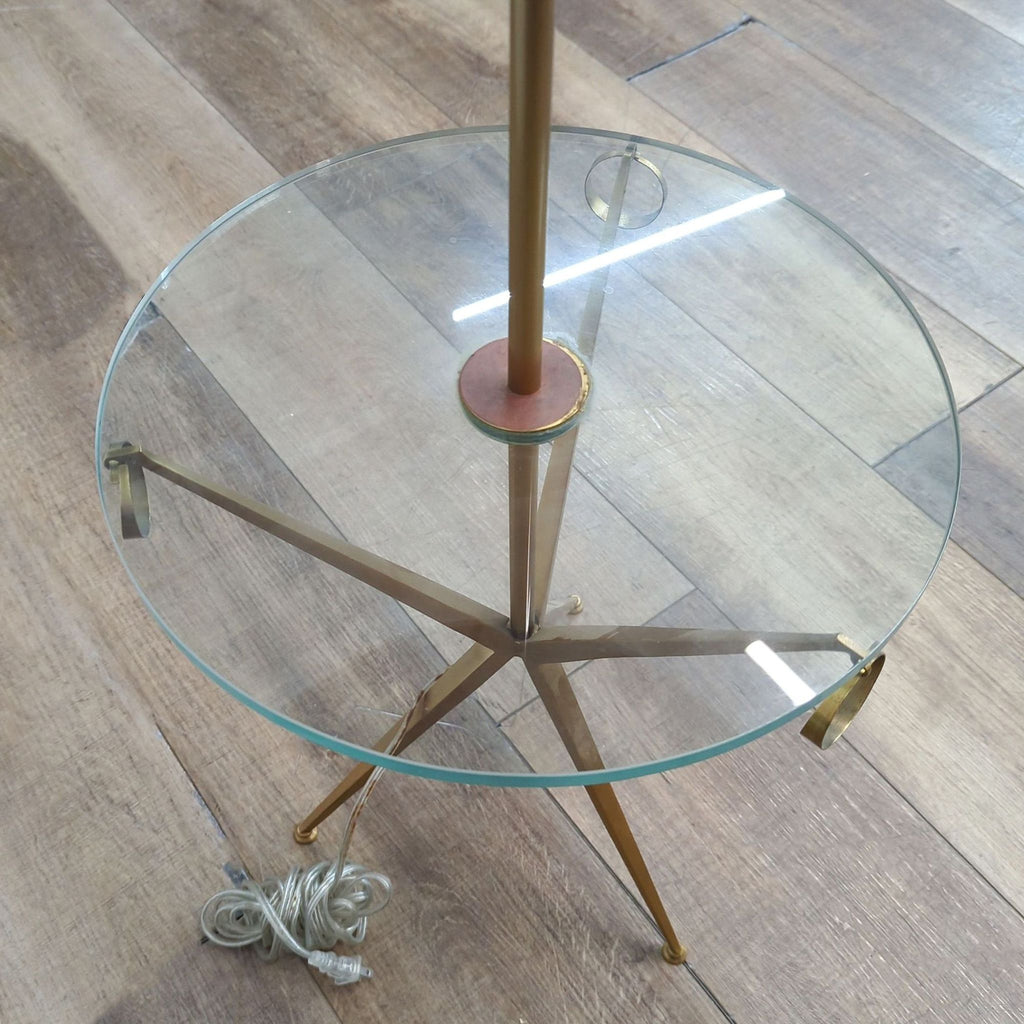 Modern Glass Floor Lamp with Glass Table