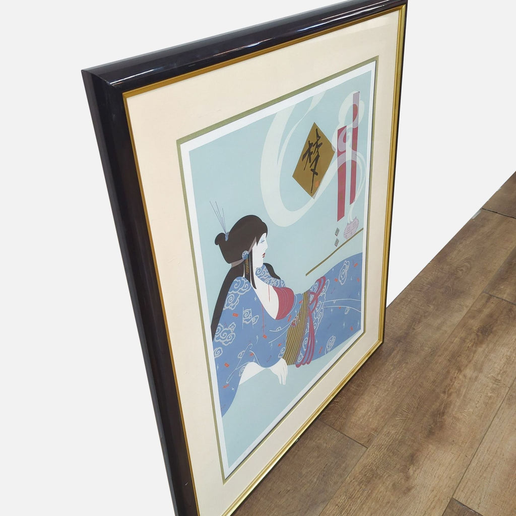 Art print with intricate details, featuring a serene Japanese theme.