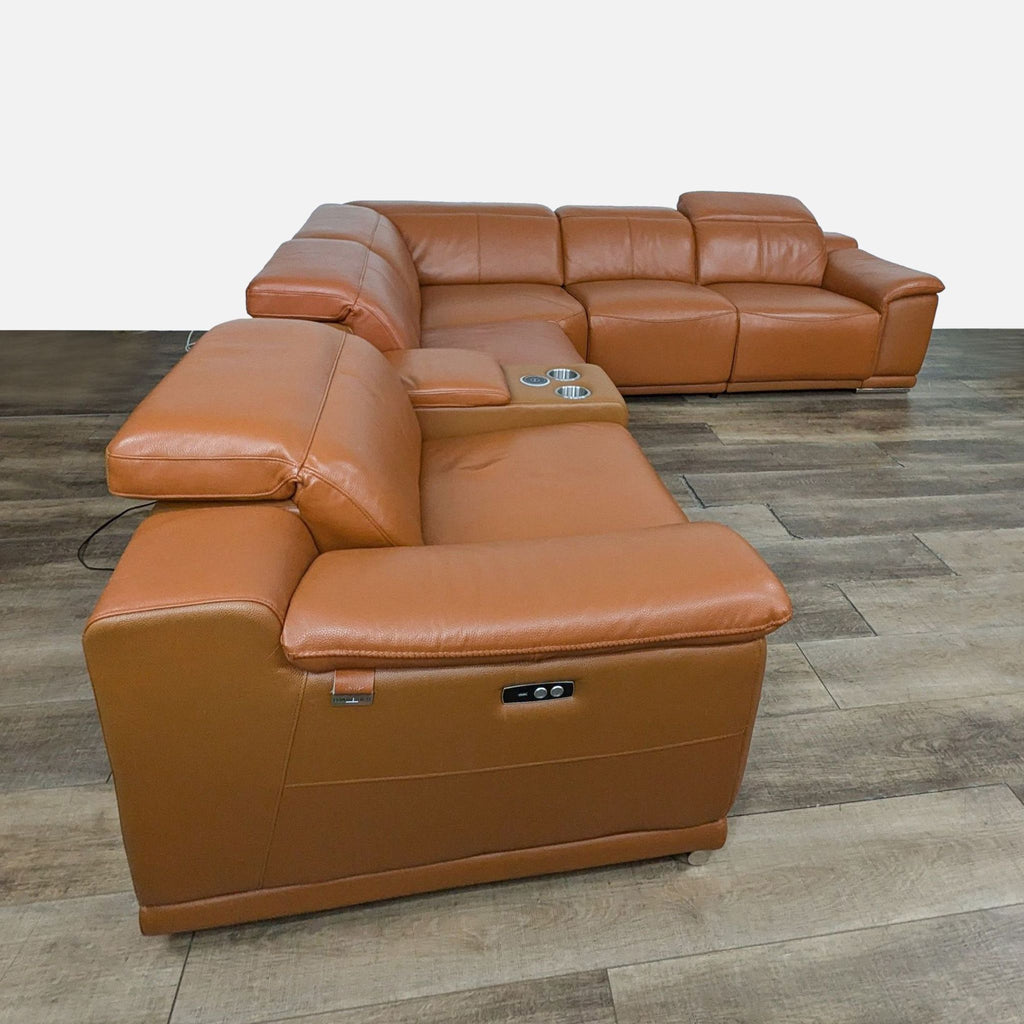 Divanitalia Genuine Italian Leather Power Reclining 6PC Sectional with Console