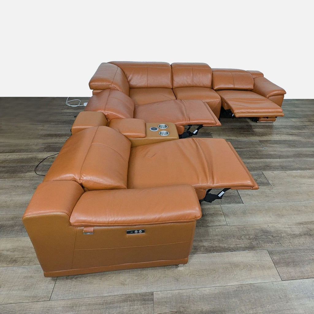 Divanitalia Genuine Italian Leather Power Reclining 6PC Sectional with Console