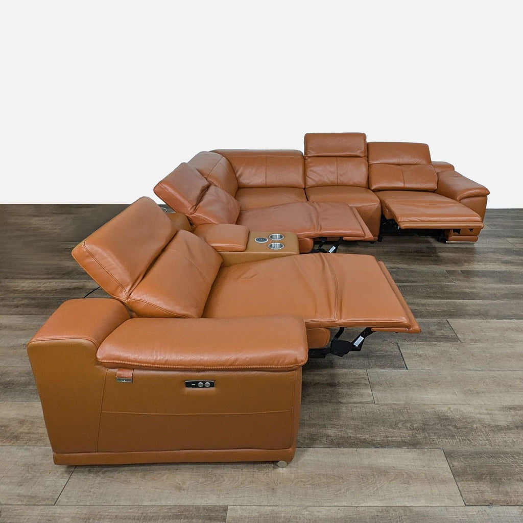 Divanitalia Genuine Italian Leather Power Reclining 6PC Sectional with Console