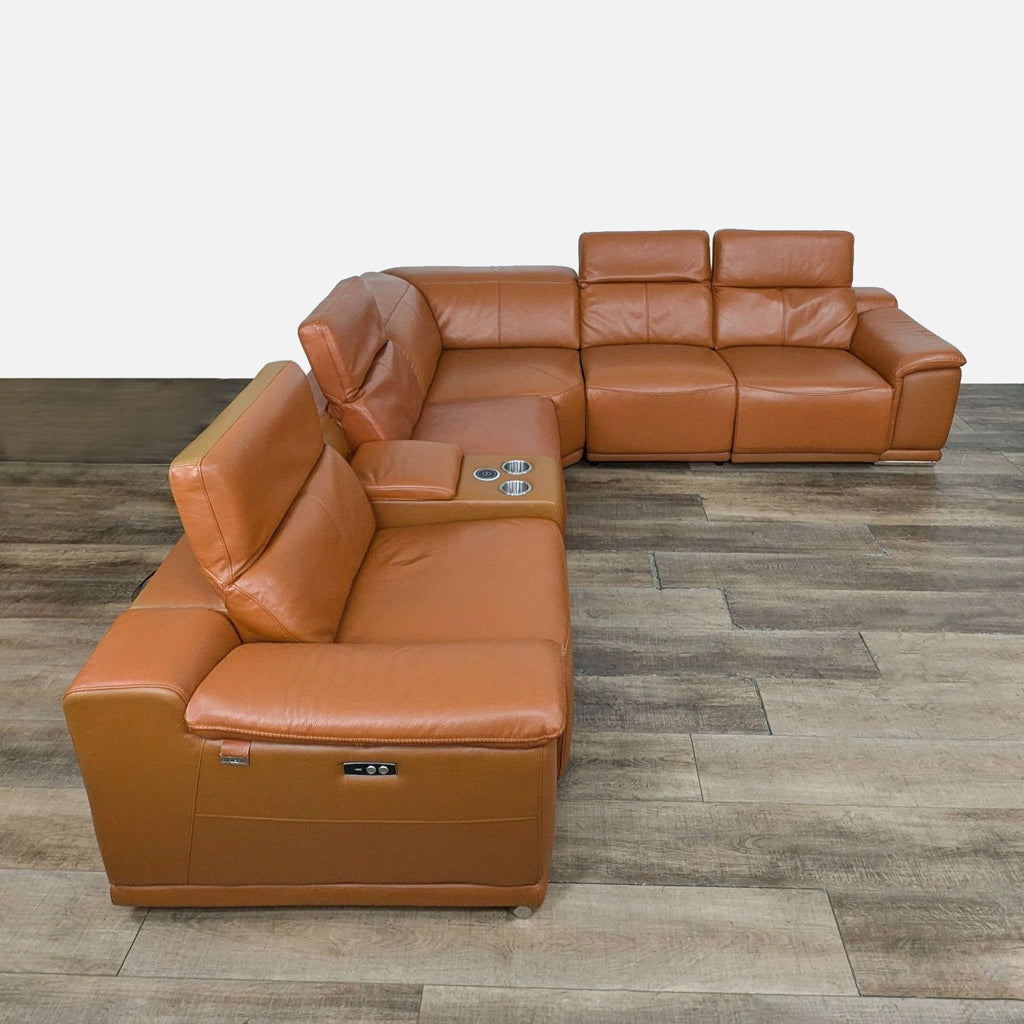 Divanitalia Genuine Italian Leather Power Reclining 6PC Sectional with Console