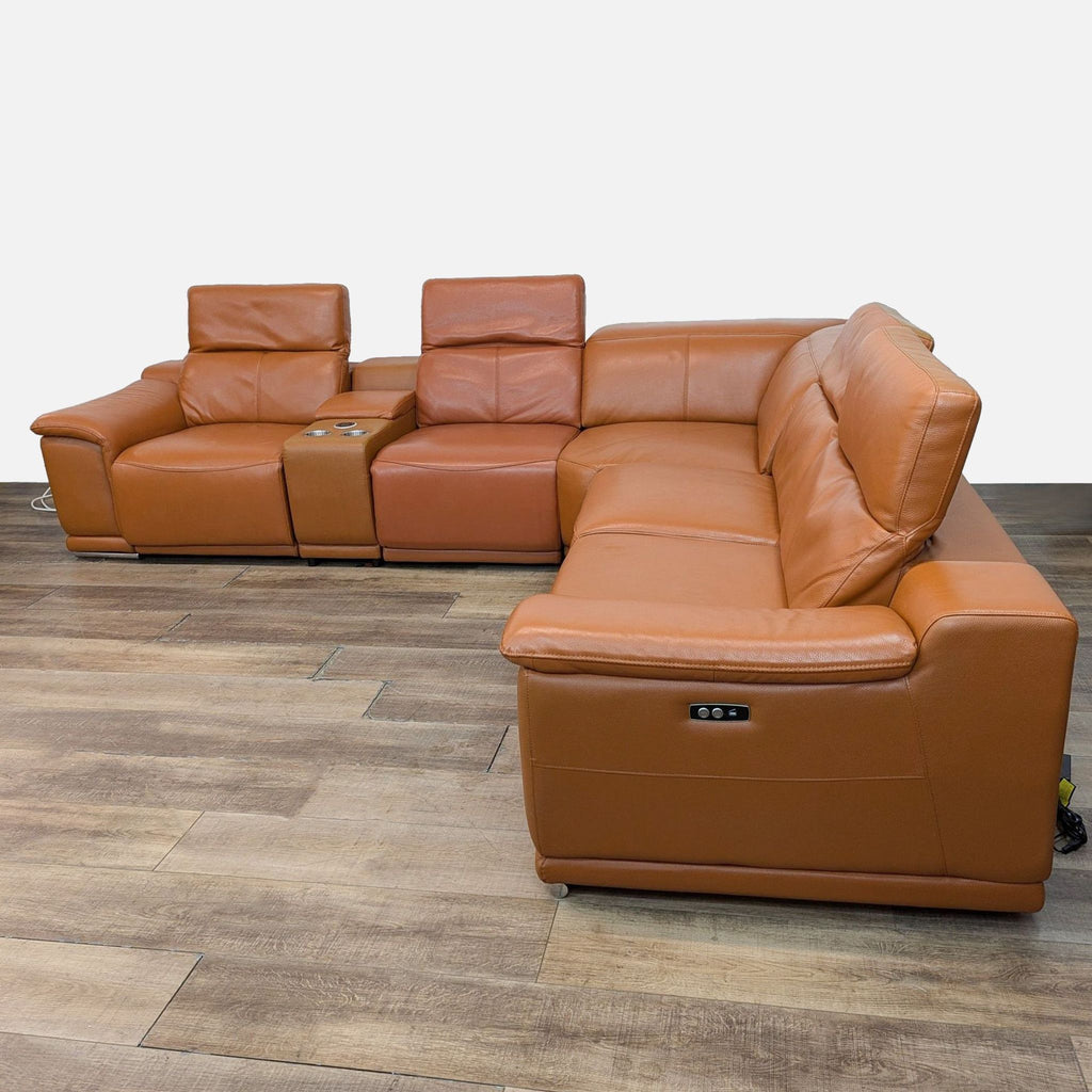 Divanitalia Genuine Italian Leather Power Reclining 6PC Sectional with Console