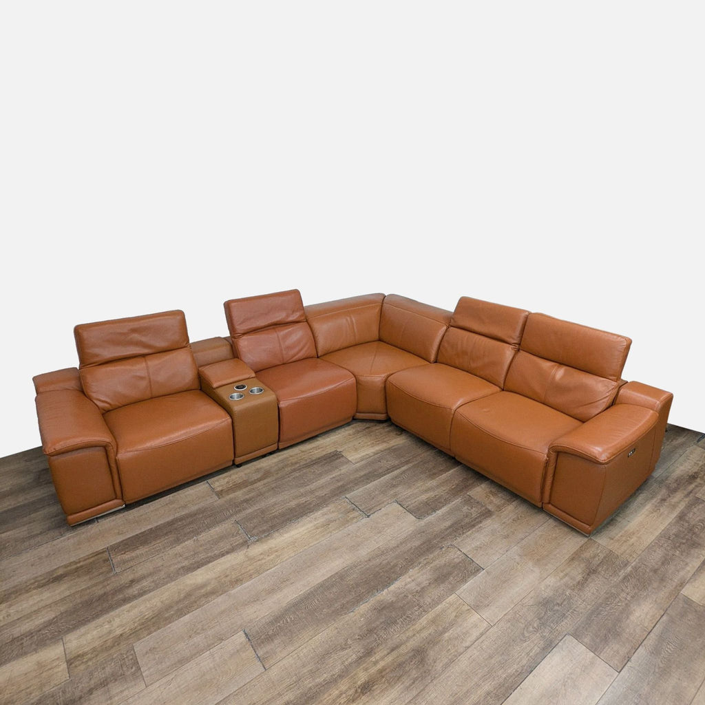 Divanitalia Genuine Italian Leather Power Reclining 6PC Sectional with Console
