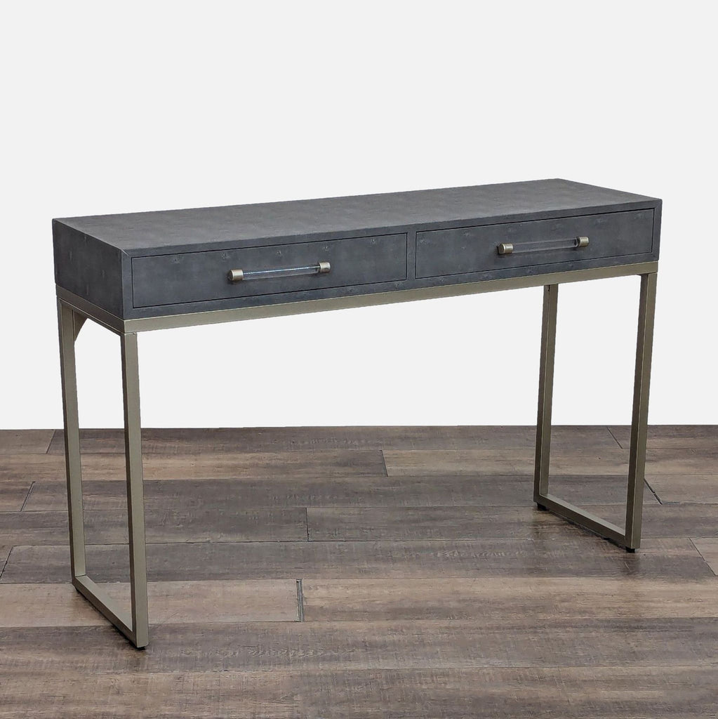 Two Drawer Faux Shagreen Console Table