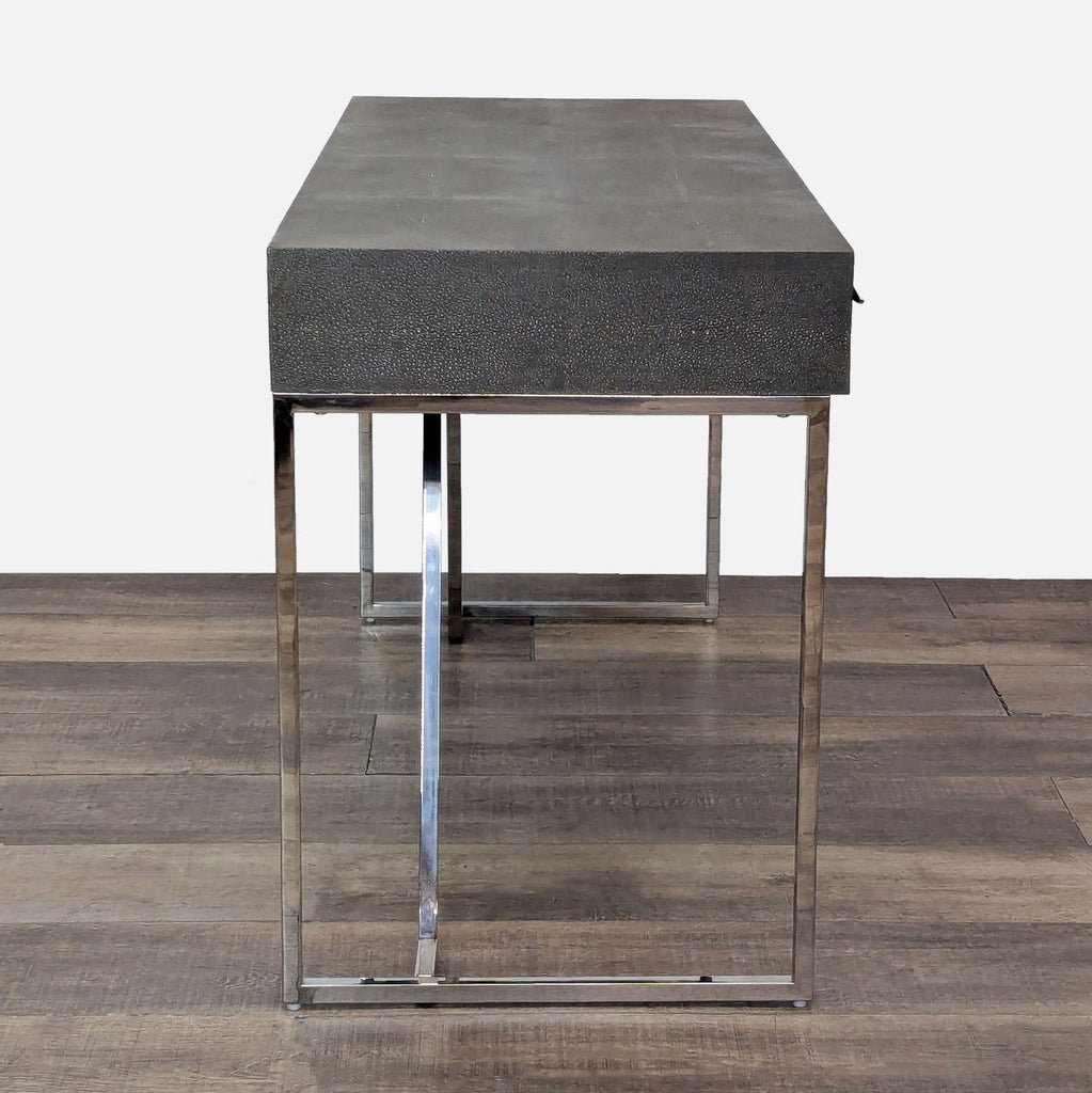 Modern Stainless Steel & Faux Shagreen Desk