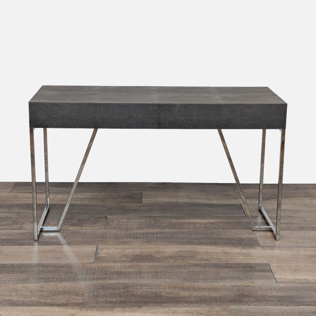 Modern Stainless Steel & Faux Shagreen Desk