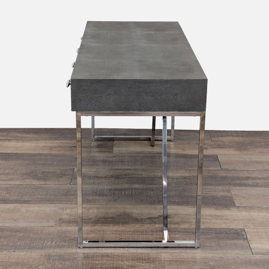 Modern Stainless Steel & Faux Shagreen Desk