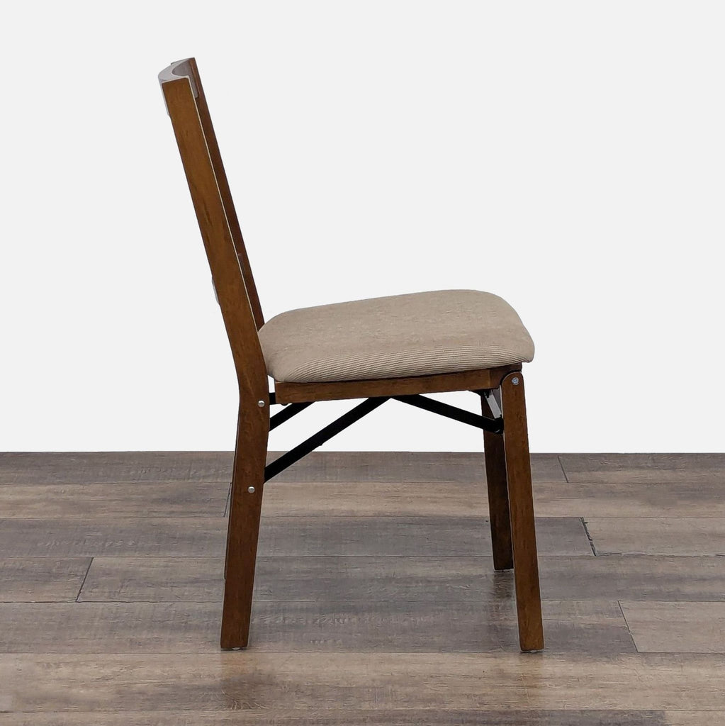Folding Wood Dining Chair with Padded Seat