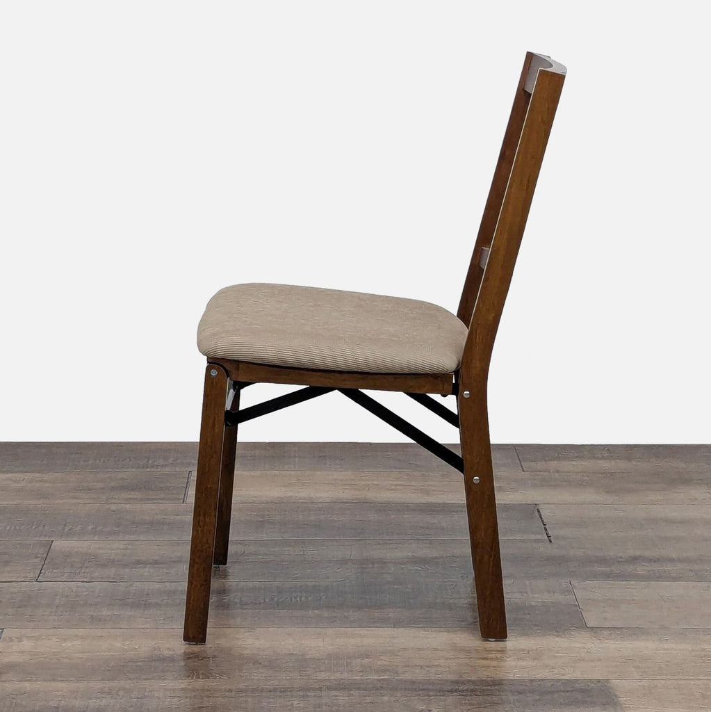 Folding Wood Dining Chair with Padded Seat