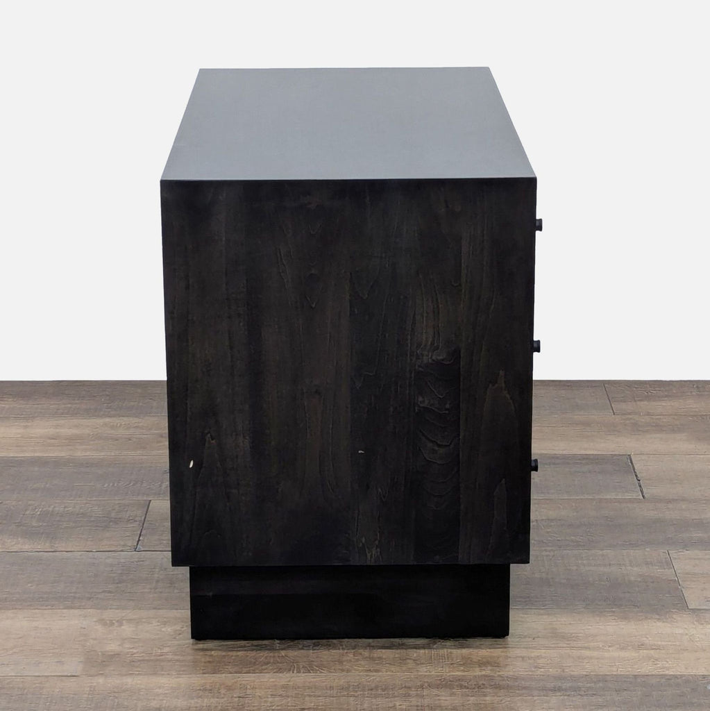 Room & Board dresser with open drawers, showing wood finish interiors.