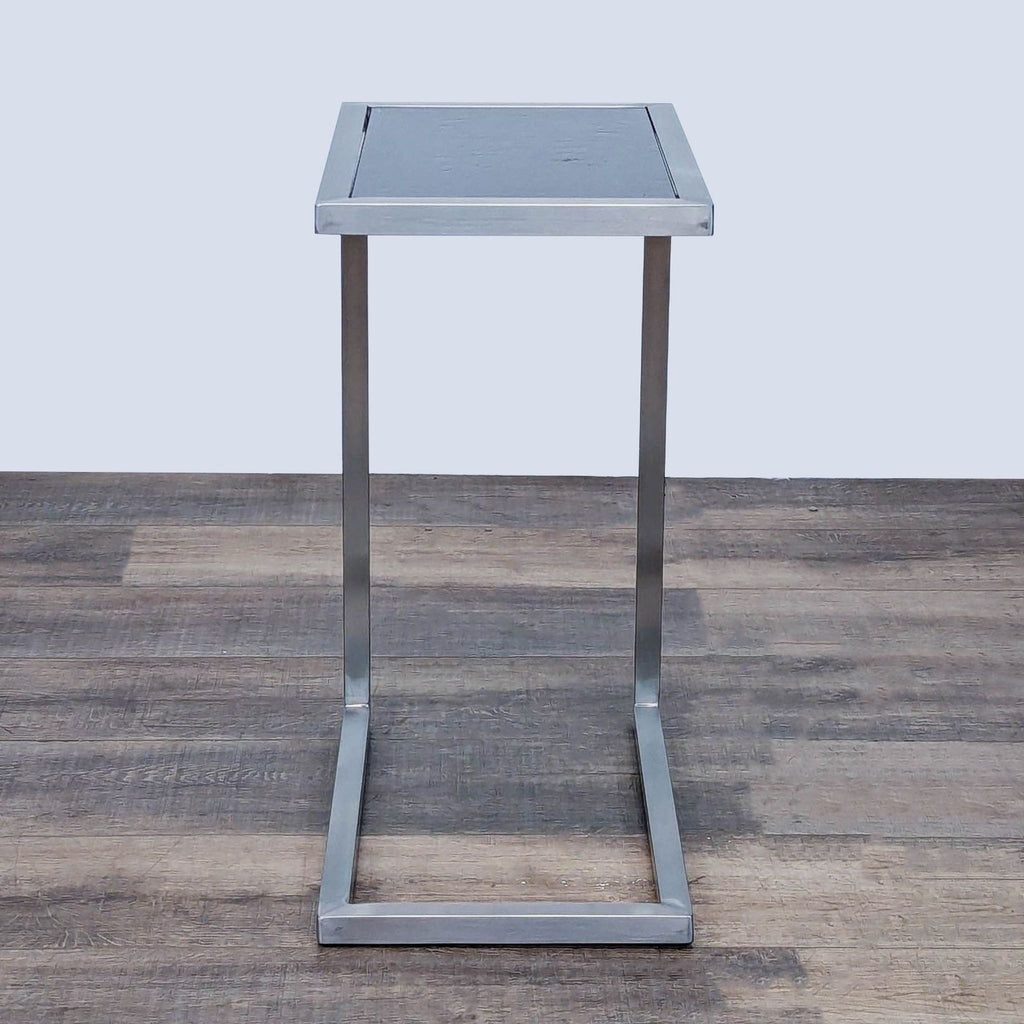 Chrome and Black Glass C Table