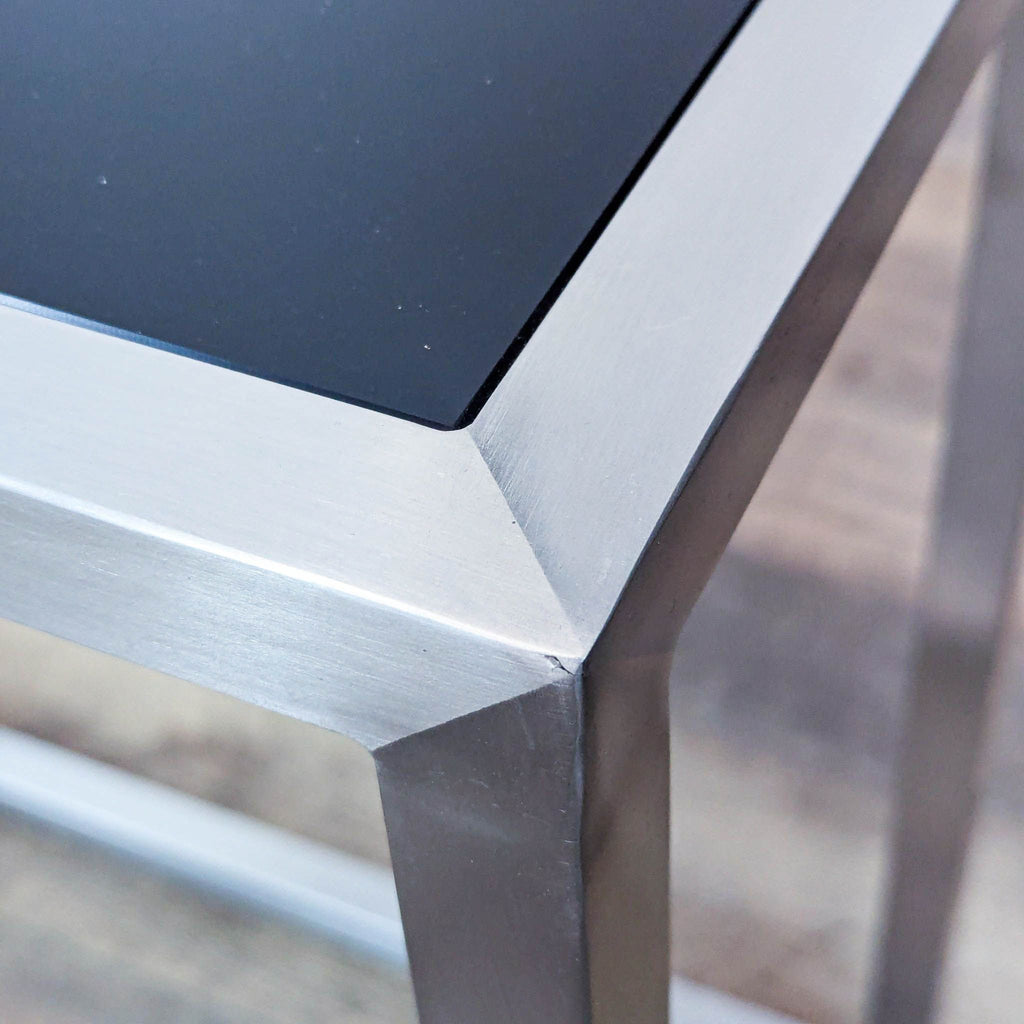 Chrome and Black Glass C Table