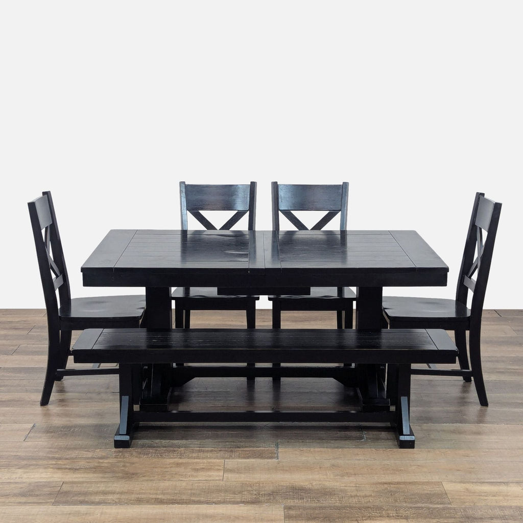 Cost Plus Expandable 6 Piece Black Farmhouse Dining Set