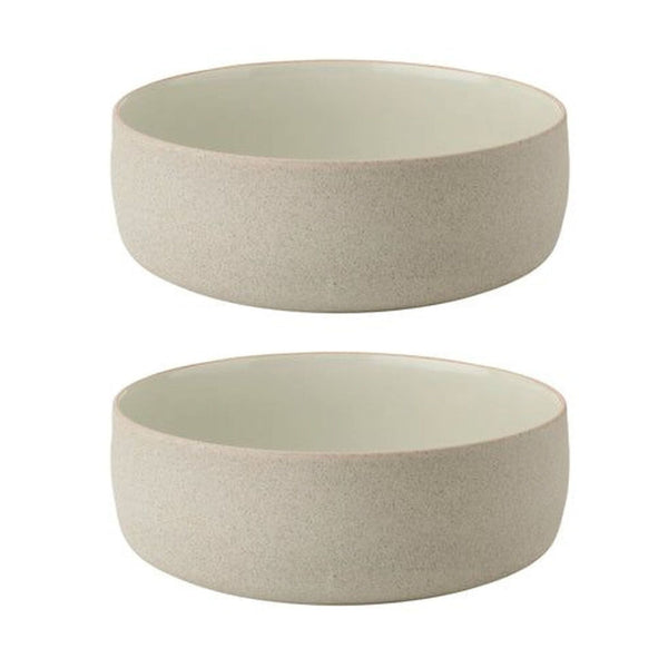Two HolmbäckNordentoft bowls with durable glaze and raw exterior, by 2Modern. Oven, microwave, dishwasher safe.