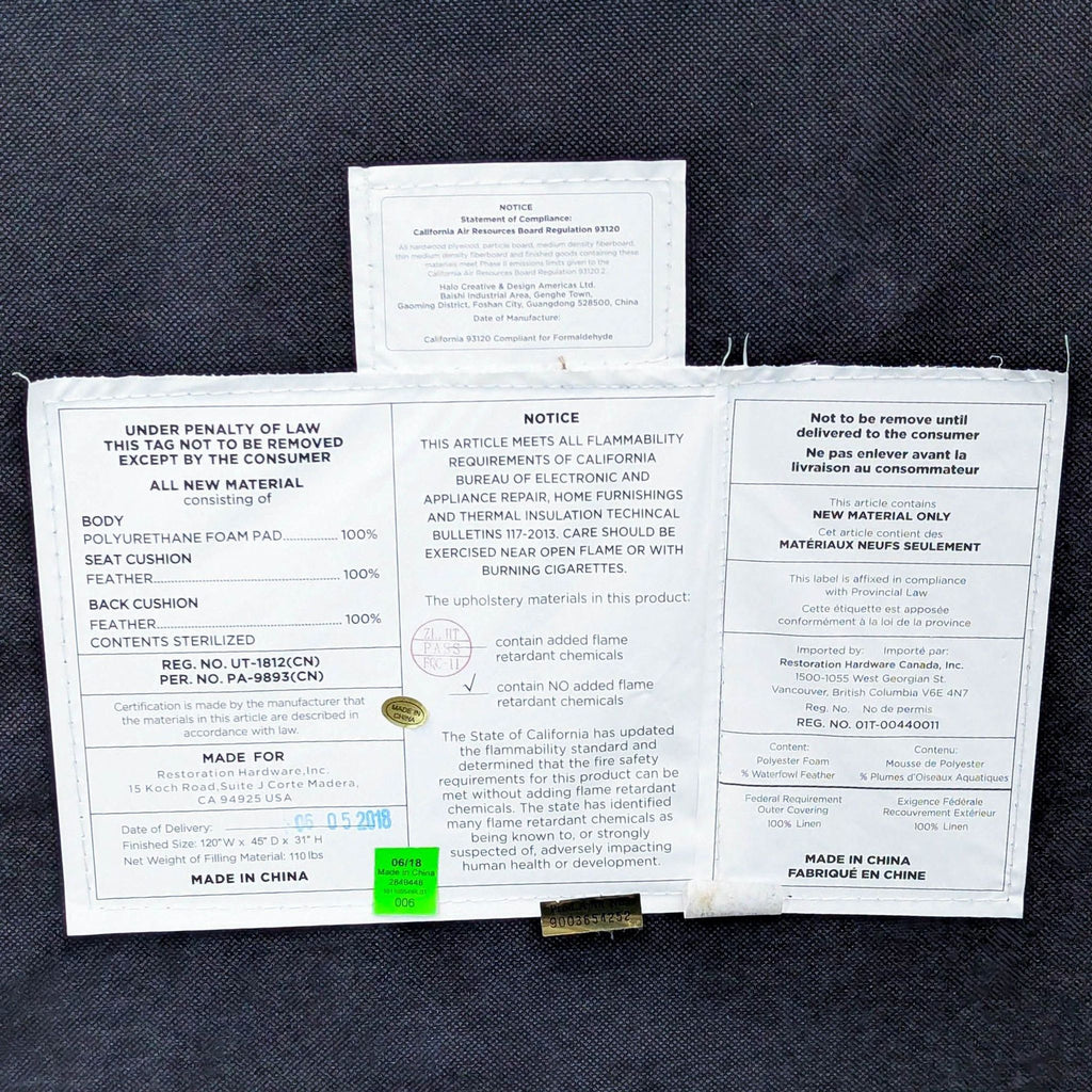 Restoration Hardware 3-Seat Cloud Sofa