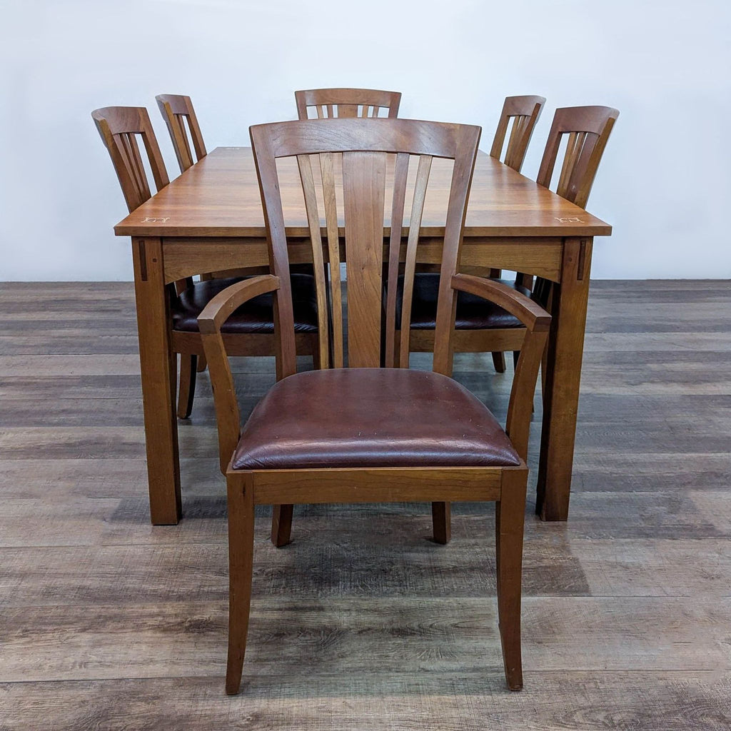 Stickley Furniture Harvey Ellis Mission Style Inlay Dining Table + 6 Chairs