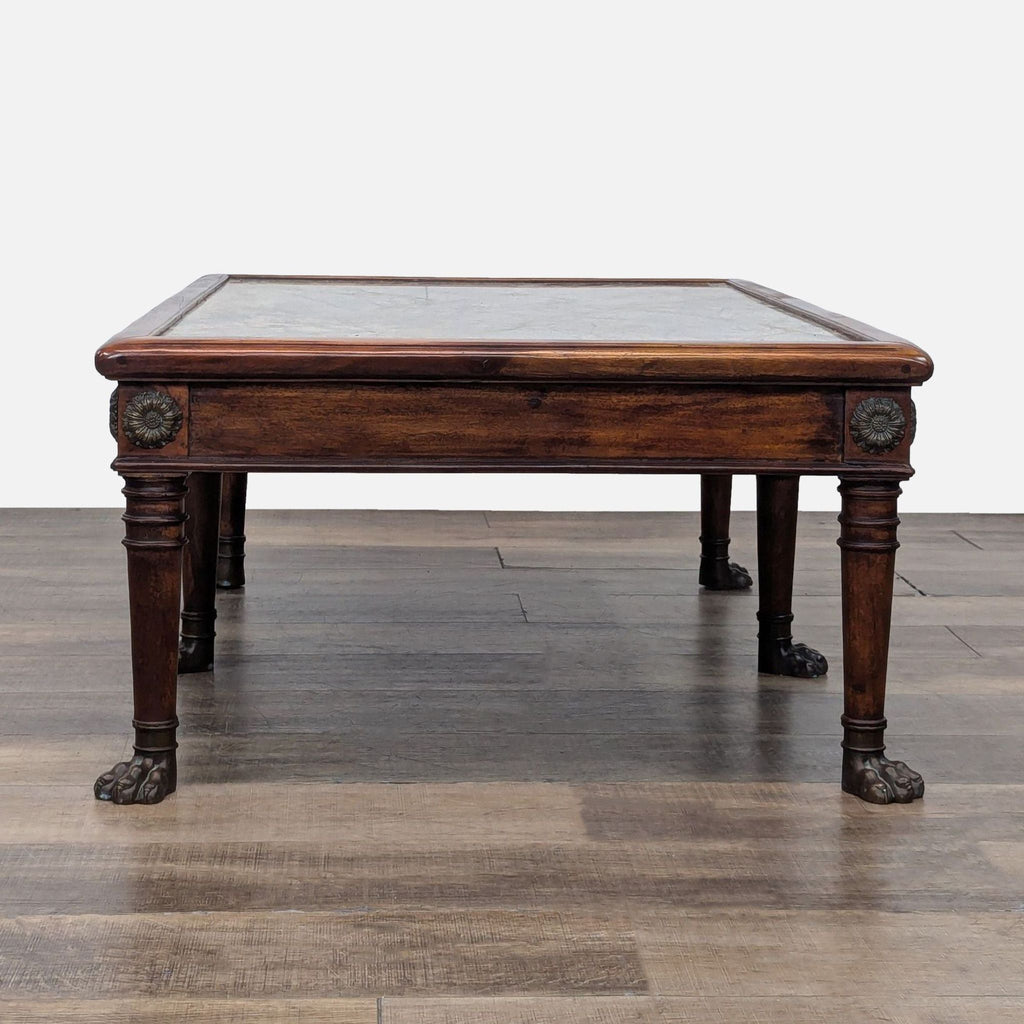 Vintage Two Drawer Marble Top Coffee Table