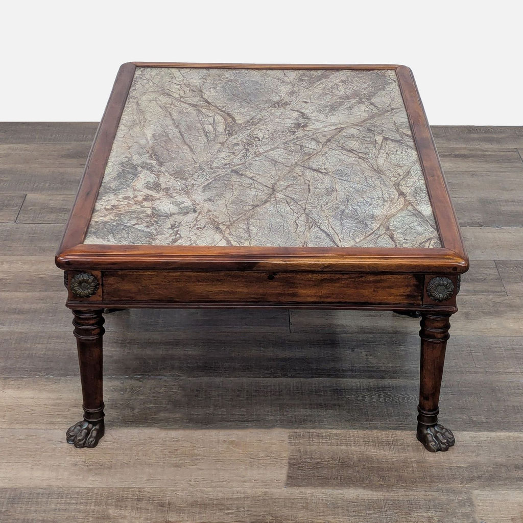 Vintage Two Drawer Marble Top Coffee Table