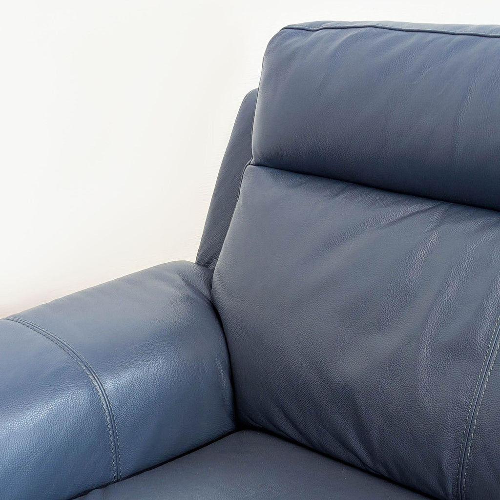 Living Spaces Moana Modern Blue Leather 87" Power Dual Reclining Sofa with USB