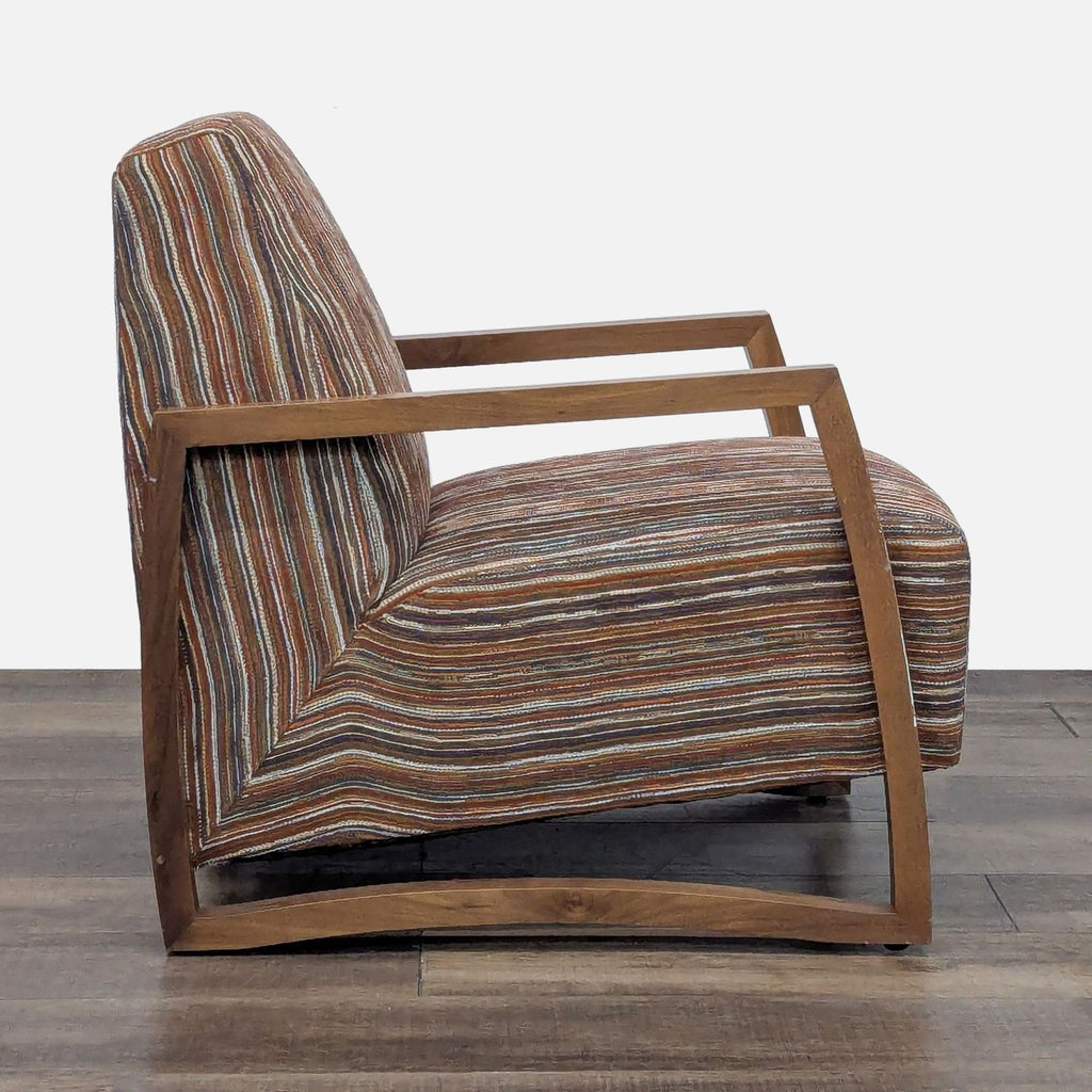 Side profile of Mansfield chair showing kiln-dried wood frame.