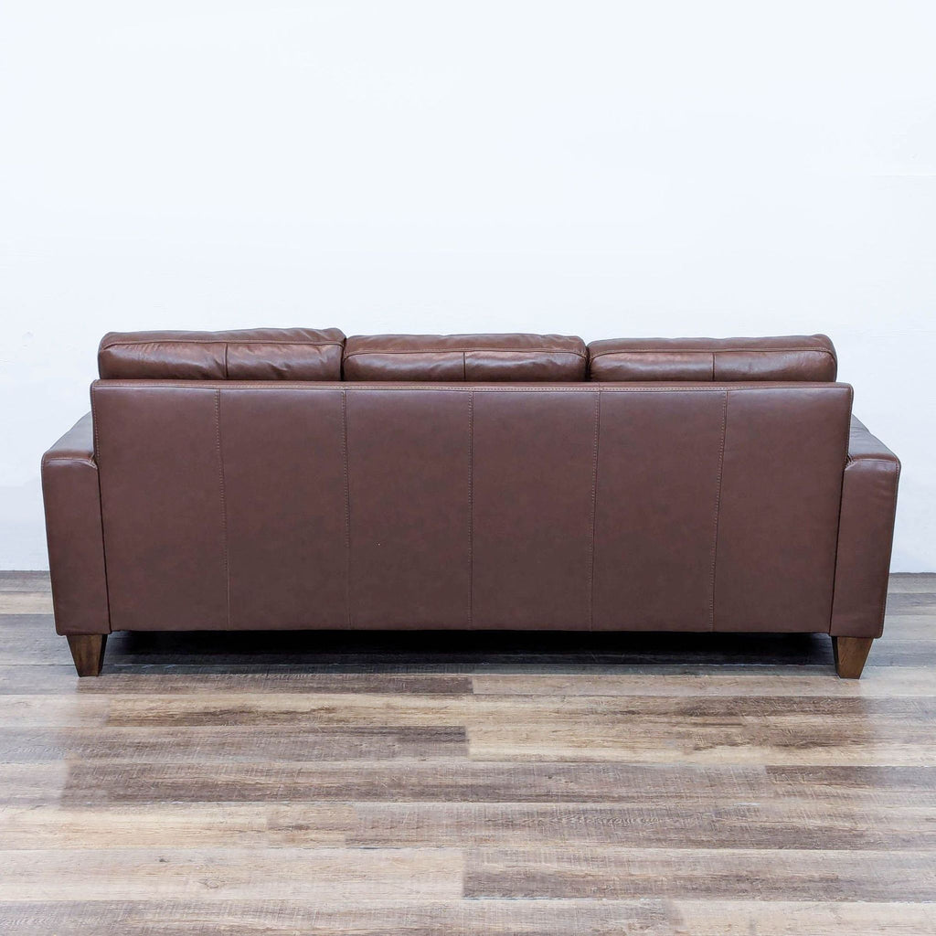Living Spaces Hudson Modern Brown Leather 3-Seat Sofa