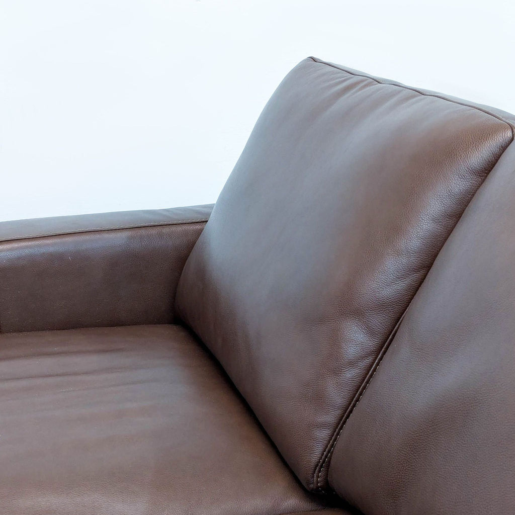 Living Spaces Hudson Modern Brown Leather 3-Seat Sofa