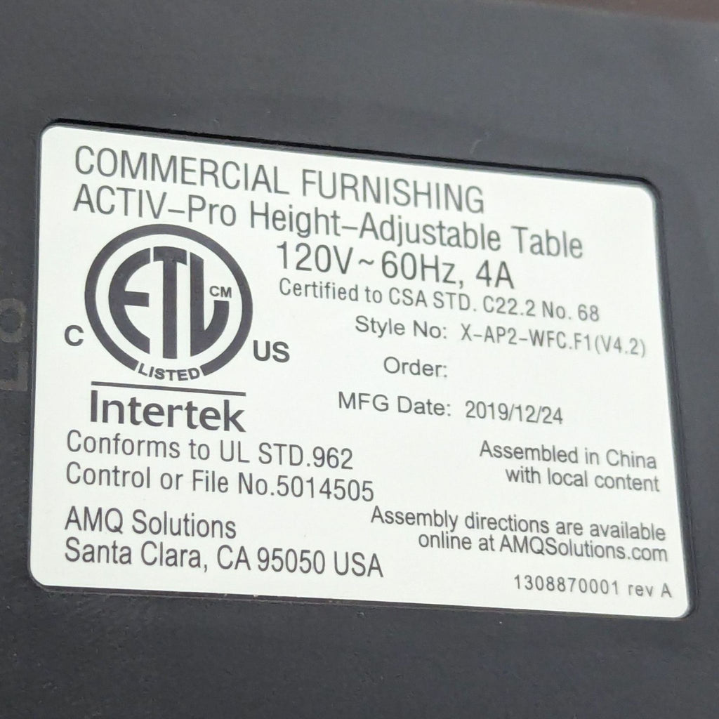 AMQ Solutions Activ Pro Adjustable Height Standing Desk