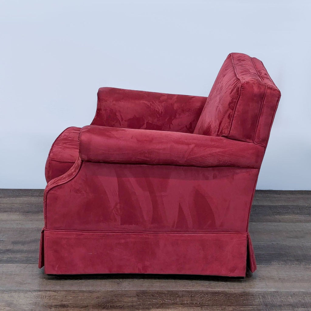 Ethan Allen Classic Red Velvet Lounge Chair