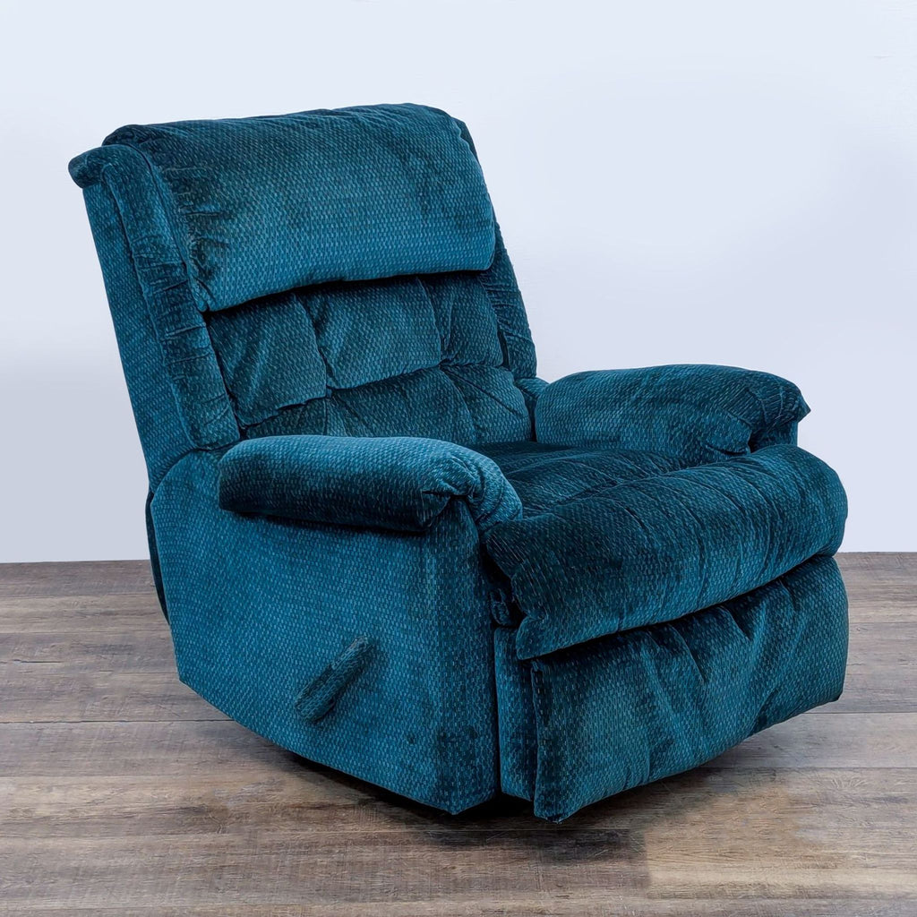 Reperch blue lounge recliner with plush cushioning.