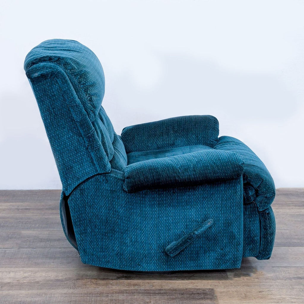 Plush Blue Swivel Recliner Chair