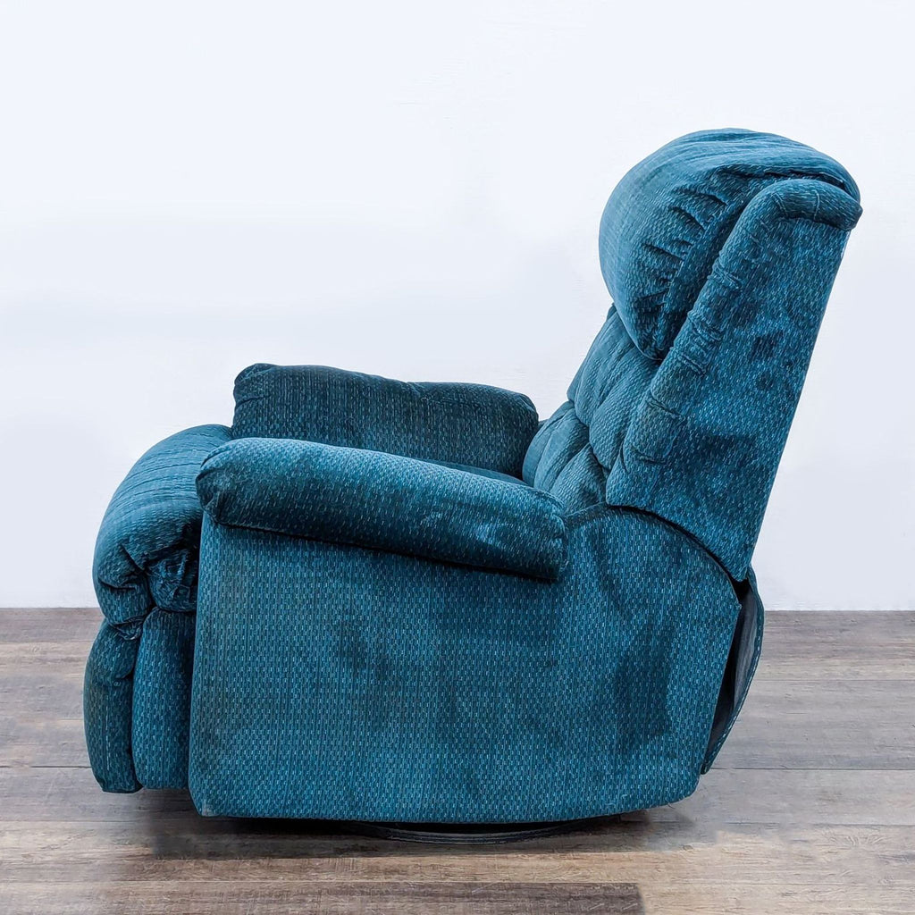 Plush Blue Swivel Recliner Chair