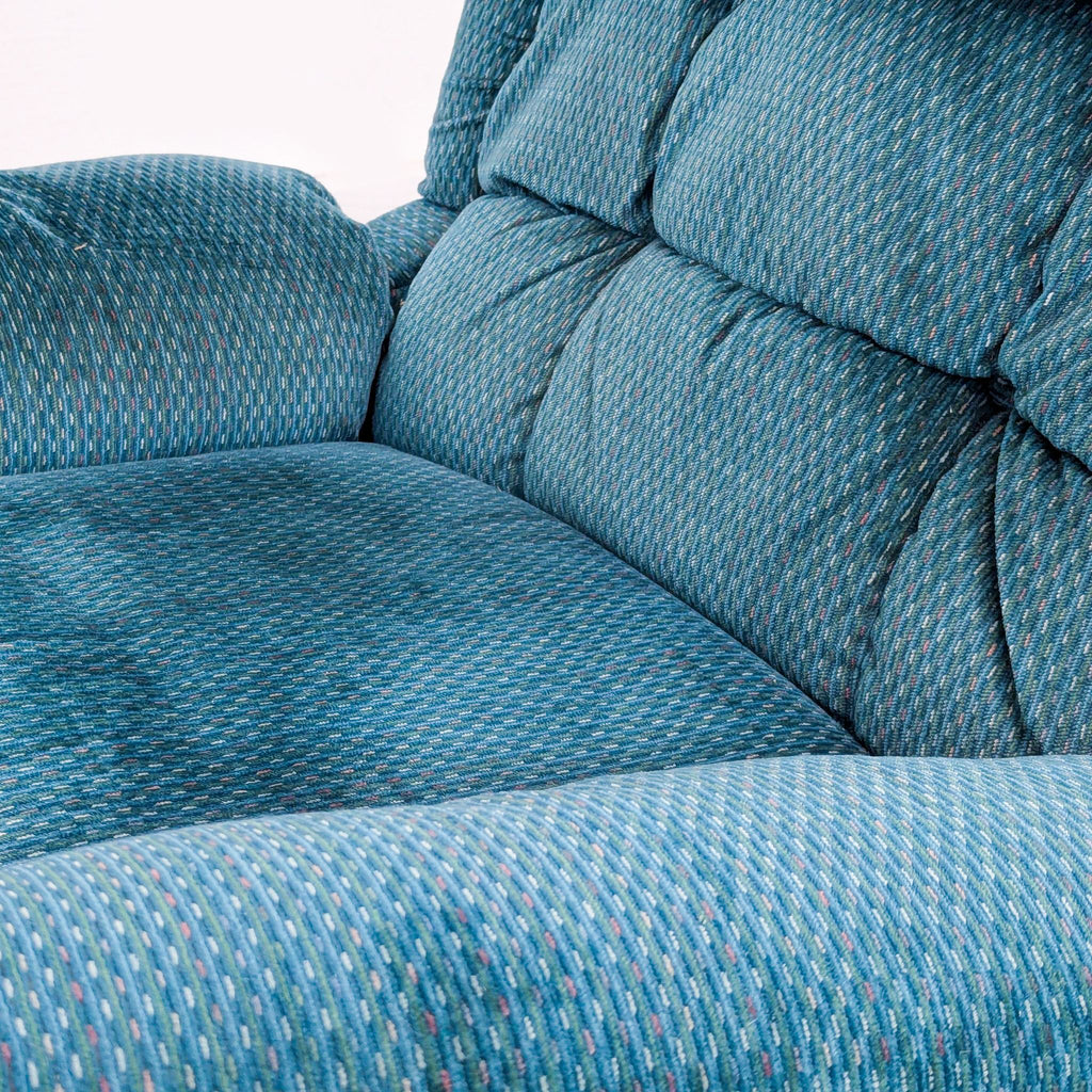 Plush Blue Swivel Recliner Chair