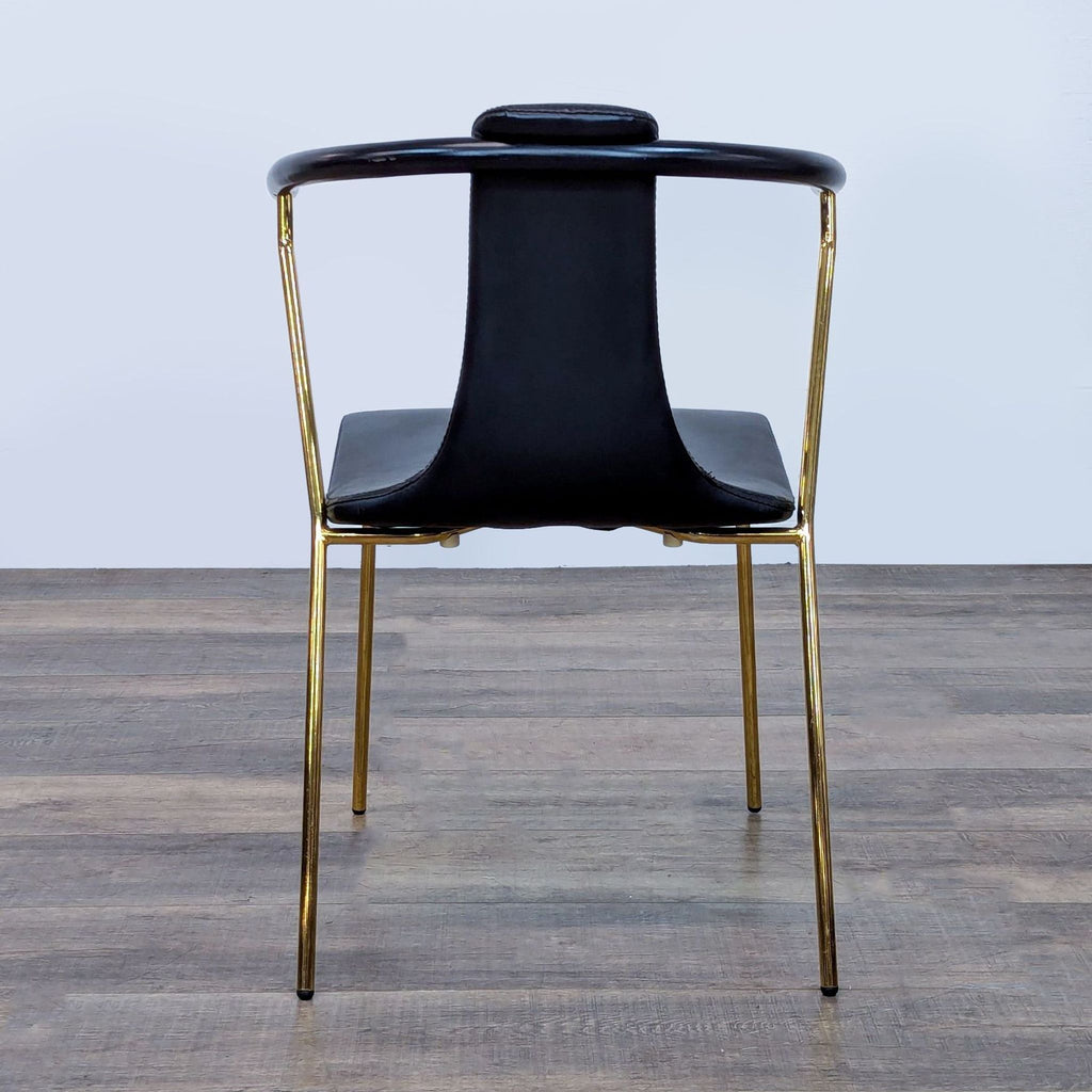Sleek Black Modern Armchair with Gold Metal Frame