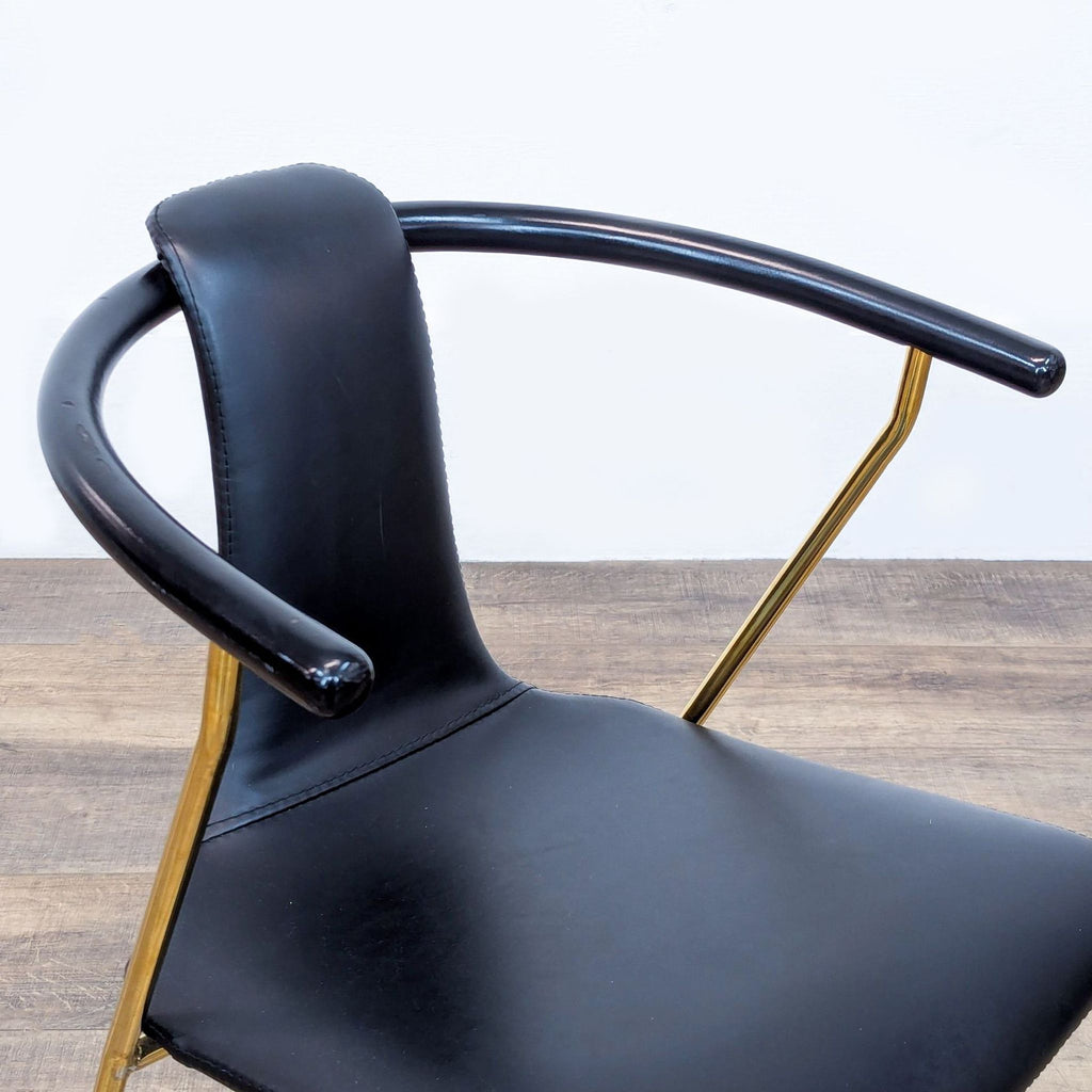 Sleek Black Modern Armchair with Gold Metal Frame