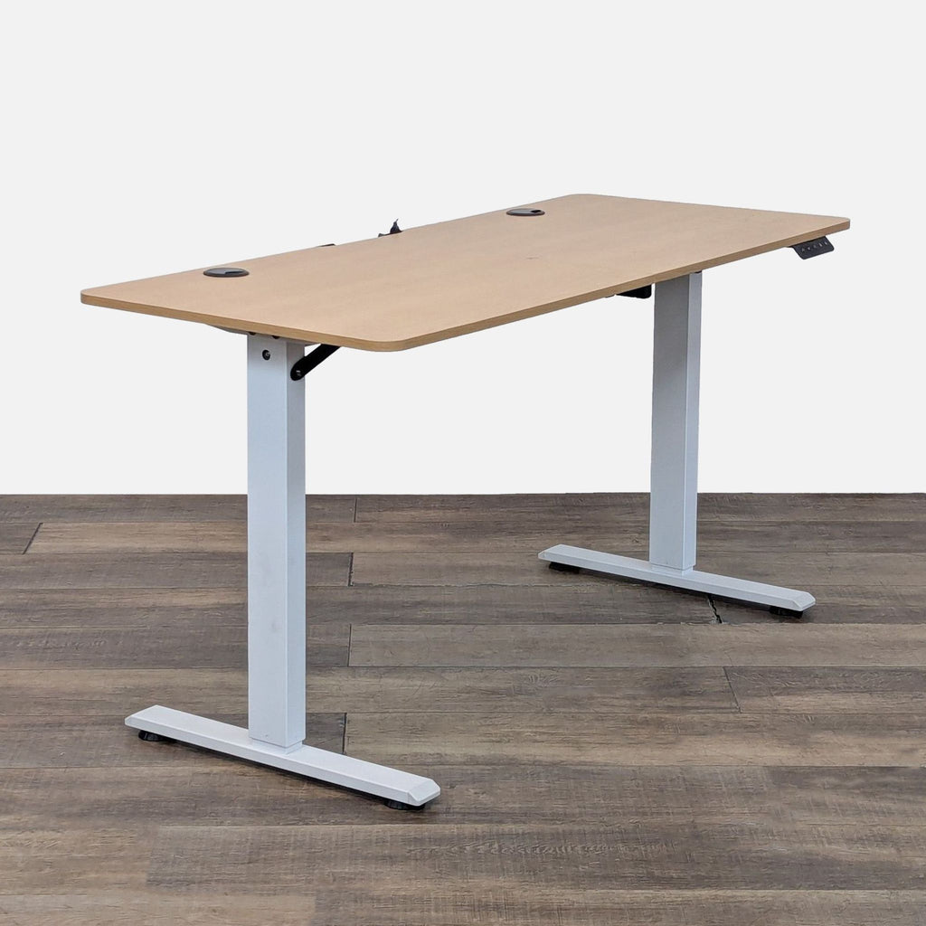 Adjustable Electric Standing Desk with Oak Finish