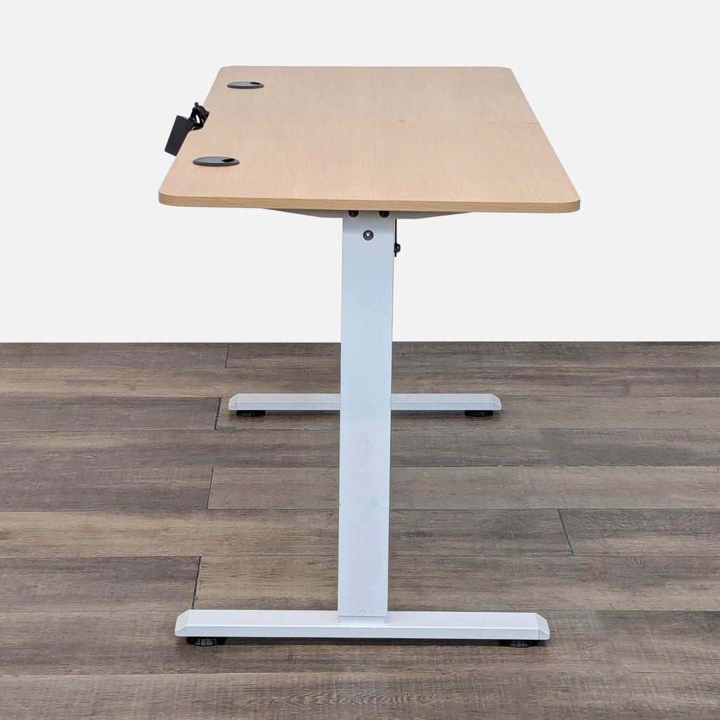 Adjustable Electric Standing Desk with Oak Finish